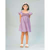 Portia Knitted Sweetheart Bodice Dress With Ruffle Sleeves, Purple - Dresses - 2