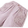 Baby Melody Soft Twill Pants With Mesh Pockets & Crochet Flower Appliques, Pink - Pants - 2