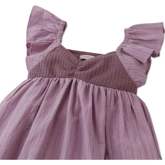 Portia Knitted Sweetheart Bodice Dress With Ruffle Sleeves, Purple - Dresses - 3