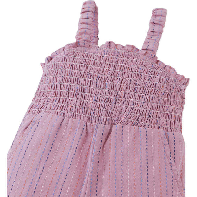 Baby Leigh Broken Striped Dobby Jumpsuit With Smocked Top, Purple - Rompers - 2
