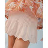 Mia Ribbed Knitted Skirt With Scalloped Pointelle Flutter Hem, Beige - Skirts - 4