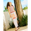 Daisy Wide Leg Pants With  Floral Appliqued Pocket, Beige - Pants - 2