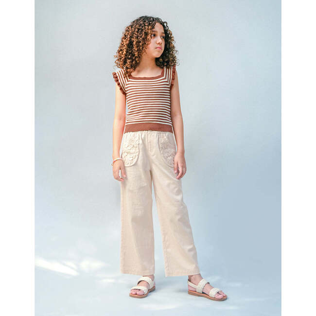 Mariah Stripey Knitted Top With Ruffle Sleeves, Multicolor - Blouses - 3