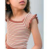 Mariah Stripey Knitted Top With Ruffle Sleeves, Multicolor - Blouses - 4