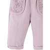 Baby Melody Soft Twill Pants With Mesh Pockets & Crochet Flower Appliques, Pink - Pants - 3