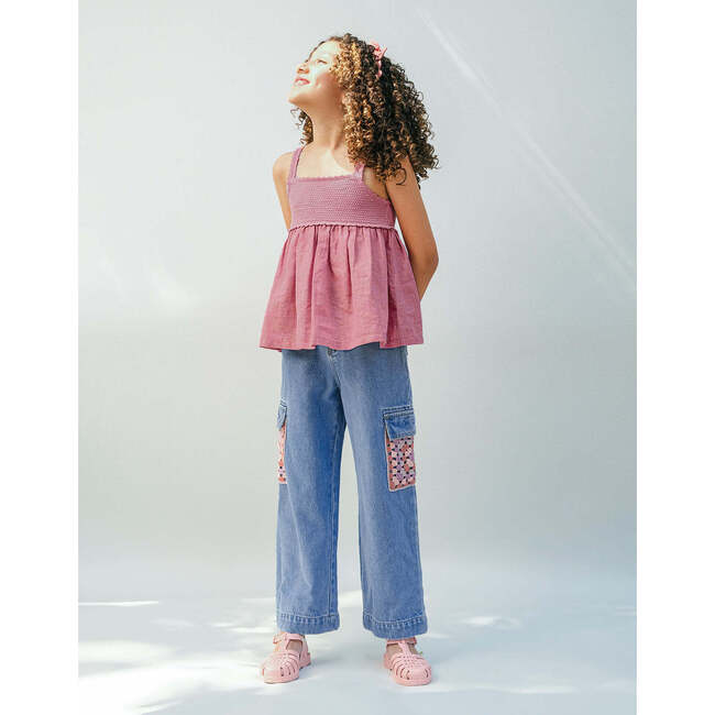 Scarlett Crochet Bodice Strappy Top, Multicolor - Blouses - 3