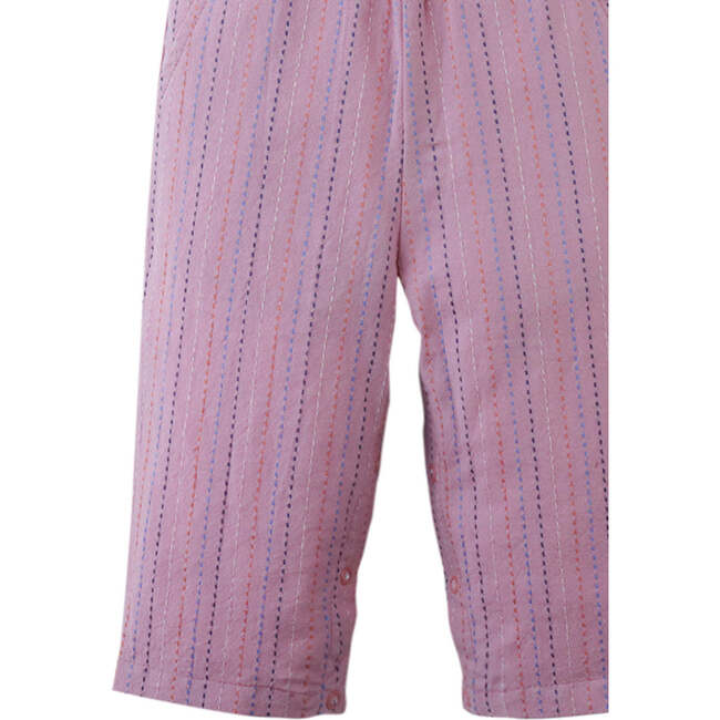 Baby Leigh Broken Striped Dobby Jumpsuit With Smocked Top, Purple - Rompers - 3