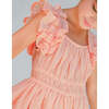 Yuno Floral Textured Smocked Waist Dress With Ruffle Sleeves, Peach - Dresses - 4