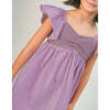 Portia Knitted Sweetheart Bodice Dress With Ruffle Sleeves, Purple - Dresses - 4