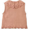 Mariel Knitted Vest With Scalloped Pointelle Neck & Hem, Tan - Blouses - 5