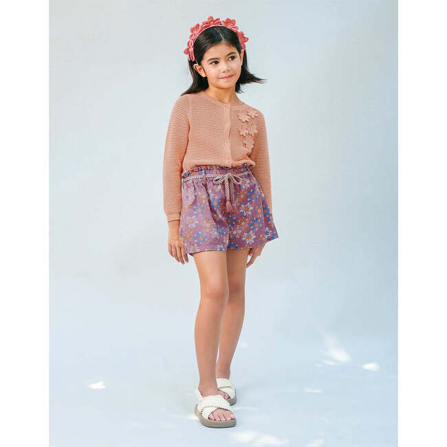 Mutya Cardigan With Crochet Flower Appliques, Peach - Cardigans - 3