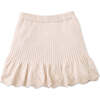 Mia Ribbed Knitted Skirt With Scalloped Pointelle Flutter Hem, Beige - Skirts - 6