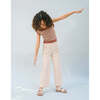 Daisy Wide Leg Pants With  Floral Appliqued Pocket, Beige - Pants - 3