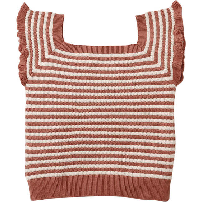 Mariah Stripey Knitted Top With Ruffle Sleeves, Multicolor - Blouses - 6