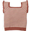 Mariah Stripey Knitted Top With Ruffle Sleeves, Multicolor - Blouses - 6