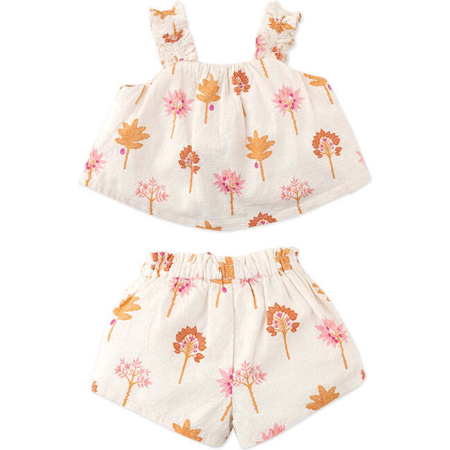 Baby Jesy Printed Cotton Blouse & Shorts Set With Braided Tie, Multicolor - Mixed Apparel Set - 6