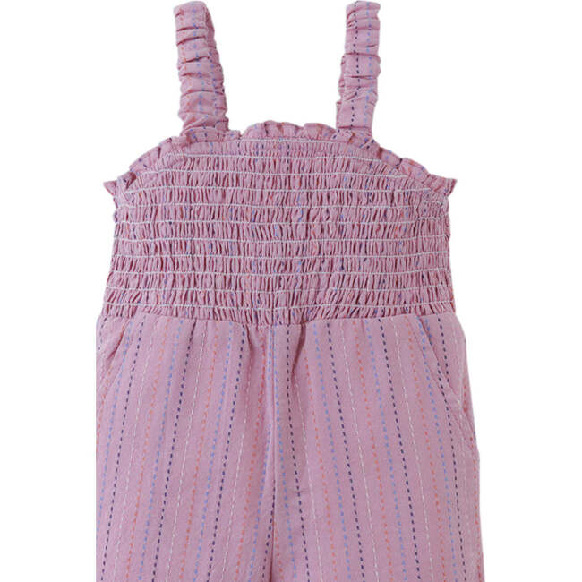 Baby Leigh Broken Striped Dobby Jumpsuit With Smocked Top, Purple - Rompers - 4