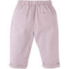 Baby Melody Soft Twill Pants With Mesh Pockets & Crochet Flower Appliques, Pink - Pants - 5