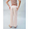Daisy Wide Leg Pants With  Floral Appliqued Pocket, Beige - Pants - 5