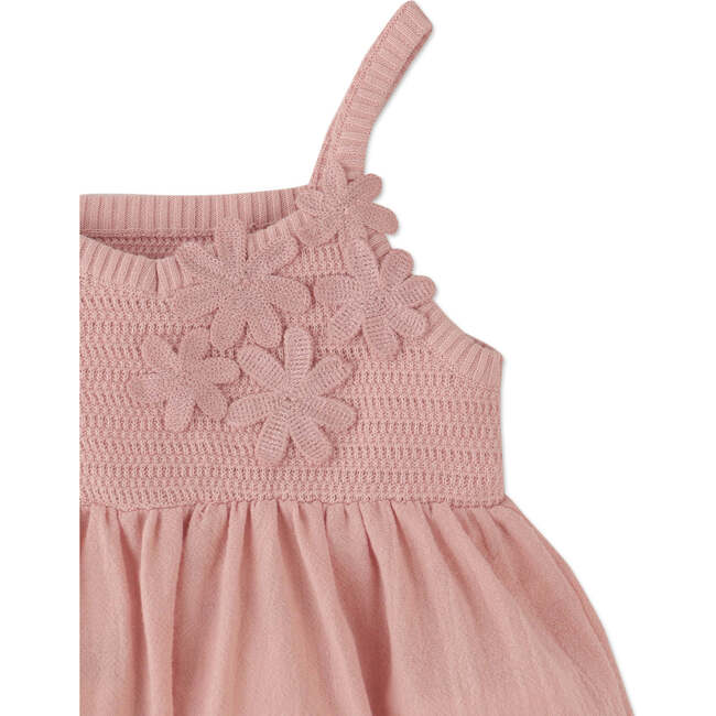 Blair Strappy Dress With All Over Crochet Bodice & Flowers, Peach - Dresses - 4