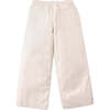 Daisy Wide Leg Pants With  Floral Appliqued Pocket, Beige - Pants - 6