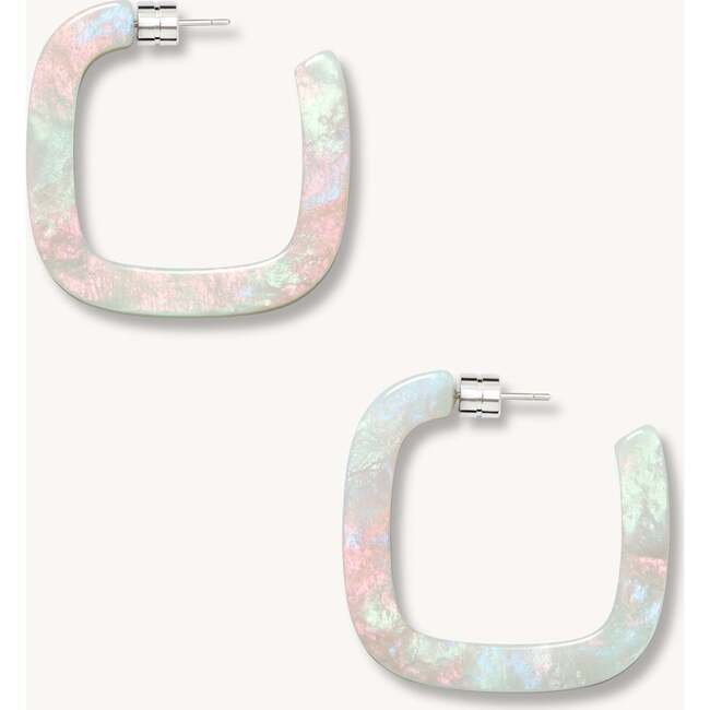 Midi Square Hoops, Astral Mint