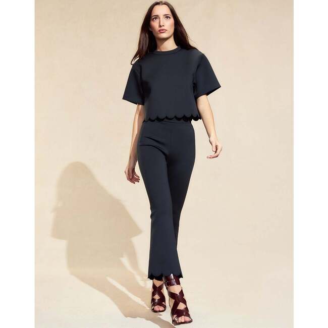 Scallop Bonded Tee, Black