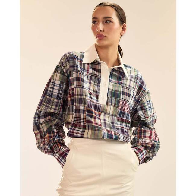 Marisol Madras Rugby Shirt, Black