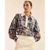 Marisol Madras Rugby Shirt, Black - Shirts - 1 - thumbnail