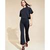 Scallop Bonded Tee, Black - T-Shirts - 3