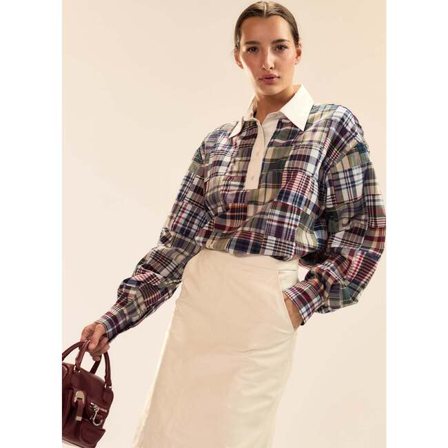 Marisol Madras Rugby Shirt, Black - Shirts - 2