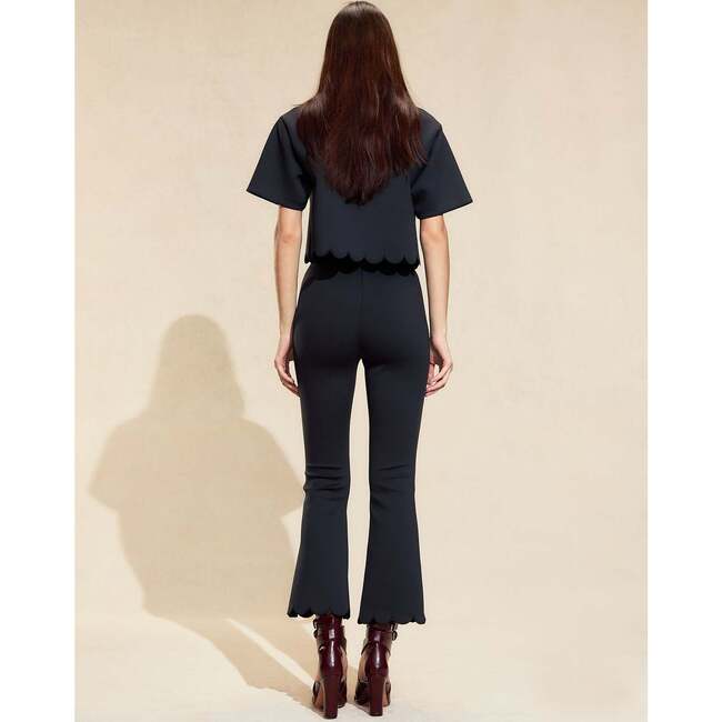 Scallop Bonded Tee, Black - T-Shirts - 4