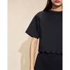 Scallop Bonded Tee, Black - T-Shirts - 5