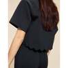 Scallop Bonded Tee, Black - T-Shirts - 6