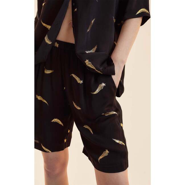 Metalic Gold Foil Shorts, Black - Shorts - 6