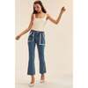 Cotton Trim High Waist Jeans, Blue - Jeans - 2