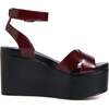 Lisse Leather Wedge Sandals, Black/Burgundy - Sandals - 4