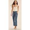Cotton Trim High Waist Jeans, Blue - Jeans - 3