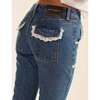 Cotton Trim High Waist Jeans, Blue - Jeans - 4