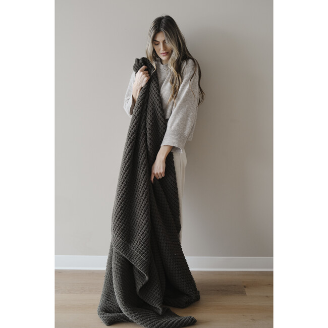 Waffle Knit XL Throw, Thyme - Blankets - 2