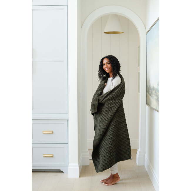 Waffle Knit Throw, Thyme - Blankets - 4