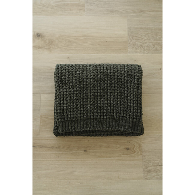 Waffle Knit Throw, Thyme - Blankets - 5