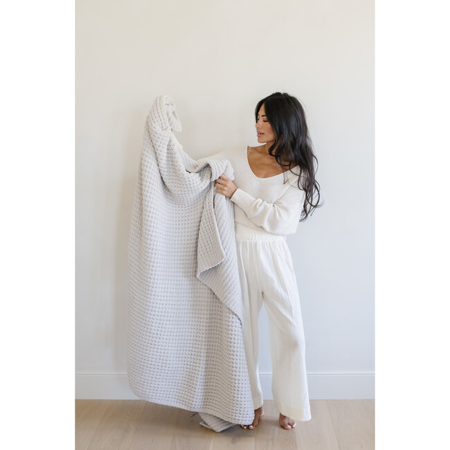 Waffle Knit Throw, Moonbeam - Blankets - 3