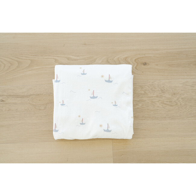 Minky Stretch Luxe Swaddle, Sail Boat - Swaddles - 3