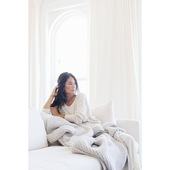 Waffle Knit Throw, Moonbeam - Blankets - 5