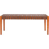 Amalia Leather Weave Bench, Cognac - Kids Seating - 1 - thumbnail