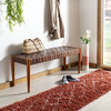 Amalia Leather Weave Bench, Cognac - Kids Seating - 2