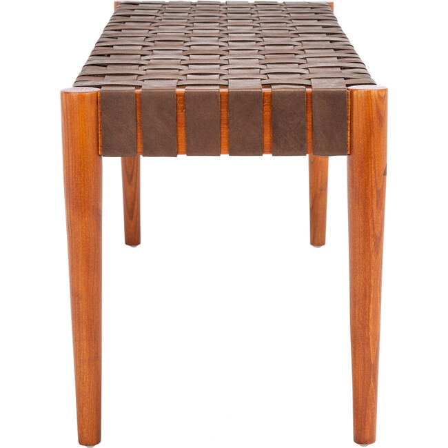 Amalia Leather Weave Bench, Cognac - Kids Seating - 3