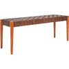 Amalia Leather Weave Bench, Cognac - Kids Seating - 4