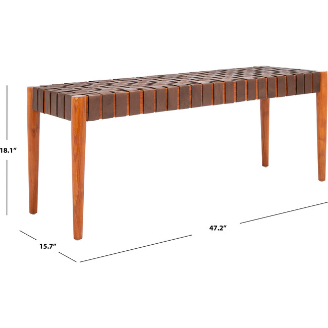 Amalia Leather Weave Bench, Cognac - Kids Seating - 5